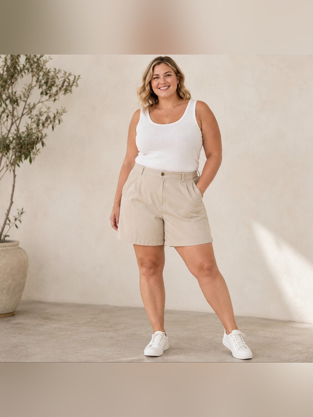 L.L.Bean Original Fit Khaki Shorts 18W Beige Classic Casual Summer Shorts